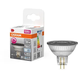 Osram Lamps Superstar dimmbare LED-Lampe besonders hoher Farbwiedergabe(CRI90) GU5.3-Sockel,klares Glas,Kaltweiß(4000K),350 Lumen,Ersatz herkömmliche 35W-Leuchtmittel,dimmbar,1-er Pack,4058075613225