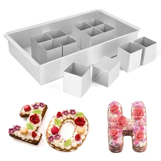 Rzspher Backform Zahlen, DIY Zahlen Backform und Buchstaben, Verstellbare Zahlenbackform Aluminium für DIY Backen Formen Set, Hochzeit Geburtstag Taufe