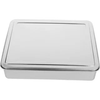 PEPLAYTAL Edelstahl Backblech Mit Deckel Rechteckige Kuchenform Für Tiramisu Und Mousse Kuchen Backbehälter Für Familienfeiern Und Kleine Partys Langlebig Und Leicht Zu Reinigen