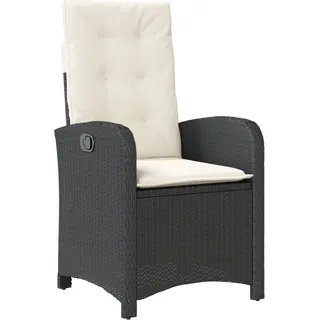 vidaXL Gartensessel Verstellbar mit Kissen Schwarz Poly Rattan - Schwarz
