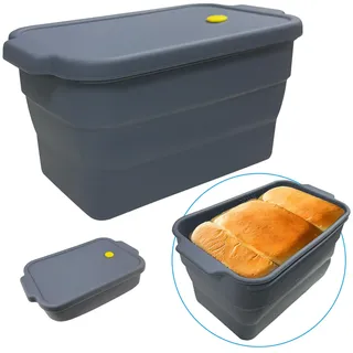 Brotbackform mit Deckel, Faltbar Silikon Backform, Toastbrot Backform,Brot Backen Form Antihaftbeschichtet, Wiederverwendbar für die Herstellung von Toastbrot(1 Stück, Grau, 22.5*12.5*12.5cm)