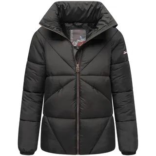 Steppjacke NAVAHOO "Steppjacke Schokolinaa 14", Damen, Gr. L, schwarz, Obermaterial: 100% Polyester PES.  Obermaterial: Futter: 100% Polyester PES. 100% Polyester PES., oversize hüftlang, hoch geschlossener Ausschnitt, eng Rippstrickbündchen, Jacken Steppjacke, Winterjacke mit modischer Steppung & hohem Kragen