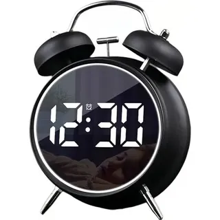 Maxspace Digital Wecker, LED Doppelglocke große Ziffern Anzeige, Kalendertemperatur USB wiederaufladbare batteriebetriebene laute tiefe Schläfer,