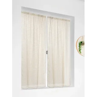 Linder Scheibengardine Marcel, Leinen, Schwarz und Weiß, 70 x 160 cm, 2 Stück