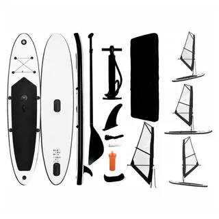 vidaXL Aufblasbares SUP-Board mit Segel Set Schwarz und Weiß