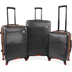 NAUTICA Roadie 3-teiliges Gepäck-Set, grau/orange, Roadie 3-teiliges Hartschalen-Gepäck-Set