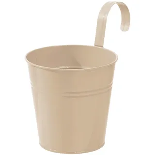 Dehner Pflanztöpfchen mit Bügelhalter, Ø 19 cm, Höhe 19 cm, Zink, beige