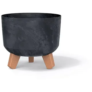 Gracia Beton Effect Blumenkasten mit Füßen, Anthrazit, 20 x 20 x 17,4 cm