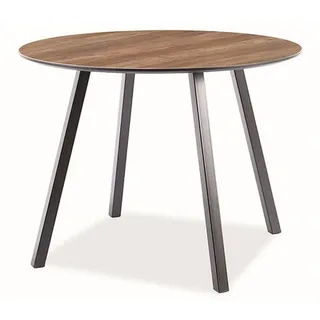 Feldmann-Wohnen Esstisch Oakland Nussbaum / schwarz 100 / 100 / 75cm , Holz , Rund , 100x75x100 cm , Esszimmer, Esstische