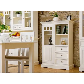 Landhaus Kommode Schrank Regale Echtholz Hochschrank Regal Bücher Bar Schränke - Weiß