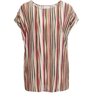 GOLDNER Druckbluse "Kurzgröße Streifenbluse mit Halbarm, überschnittene Schulter" Ohne, bunt, gestreift
