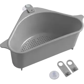 Intirilife Multifunktionales Spülbeckensieb Küchensieb Filterkorb aus Kunststoff in Grau - 24 x 14.2 x 10 cm - Zum Aufbewahren von Küchenutensilien Abwasch oder Schnittresten - Grau