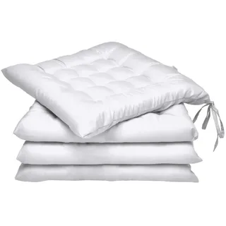 Beautissu Stuhlkissen Lea 40/40/5 cm Weiß 4tlg , Textil , 40x40 cm , Heimtextilien, Wohntextilien, Sitzkissen