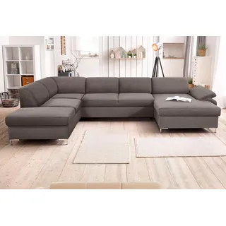 DOMO collection Wohnlandschaft Mikrofaser U-Form 3-Sitzer Grau