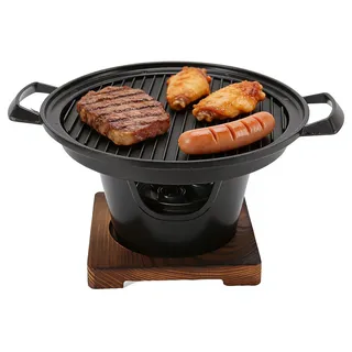 Mini Hibachi Holzkohlegrill Tragbar und Rauchfrei - Schwarz