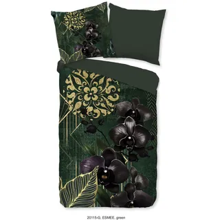 Good Morning Wendebettwäsche »Esmee« 3 Stk., tlg. 100% Baumwolle, Renforcé, Reißverschluss, Wendeoptik, Dunkel, grün