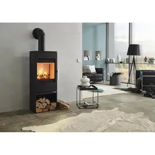 Kaminofen Haas & Sohn Inzell easy Stahl schwarz 6 kW mit Holzfach - Schwarz