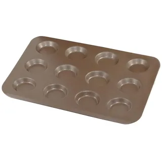 Gobel | Backblech 12 Mini-Törtchen | Hausgemachte Miniquiches | Antihaftbeschichtet | 32x24x0,4 cm | Vertiefungen Ø 55 mm | Küche | Made in France