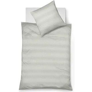 Bettwäsche FLEURESSE "Jade", silber (silberfarben), B/L: 155cm x 220cm, 1 Stk., 1 Stk., Mako-Damast, B/L: 80cm x 80cm, 2 Stk., Mako-Damast, Obermaterial: 100% Baumwolle, Bettwäsche, Bettwäsche