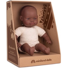 Miniland Dolls: Afrikanische Puppe 32 cm mit weichem Körper. Lieferung in Geschenkbox.