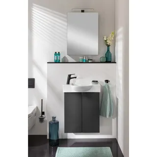 Fackelmann LED-Spiegelschrank SBC Links 50 cm x 68 cm x 15,3 cm Schwarz Matt