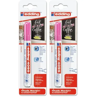 edding 4095 Kreidemarker - neon-pink - 1 Kreidestift - Rundspitze 2-3 mm - Kreidestift für Tafel abwischbar - zum Beschriften von Fenster, Glas, Spiegel - Tafelstift mit deckenden Farben