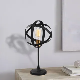 Opviq, Hochwertige Tischlampe, Metallkörper, Ø 24 cm, Höhe 50 cm, Gold und Schwarz | E27 Fassung, max. 40 W, IP20 | Modernes, industrielles Design mit Kabelschalter. - Gold, Schwarz