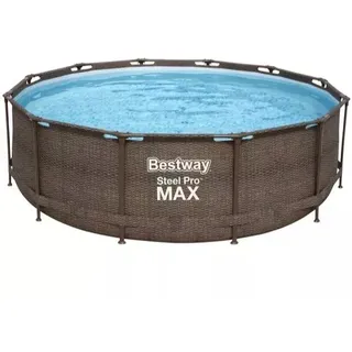 Bestway: MYKONOS LUX Pool mit Metallrahmen, Rattanleiter und Wasserpumpe - 366 x 100 cm