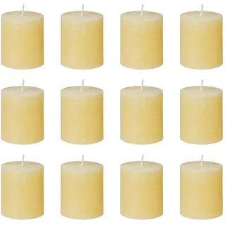 Butlers Stumpenkerze (12er Set) Rustic , Gelb , Paraffin , 8 cm , Dekoration, Kerzen & Kerzenhalter, Stumpenkerzen