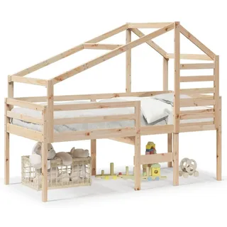 vidaXL Hochbett mit Dach 80x200 cm Massivholz Kiefer - Braun