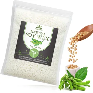 Sojawachs für Kerzen 200G/1.8KG/5KG/10KG/15KG, Premium Kerzenwachs, Kerzenwachs zum Gießen & Kerzenherstellung, 100% Natürliches Sojawachs für Kerzen(200G)