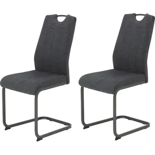 Hela Tische, 2er Set Britta - Webstoff Anthrazit, Metallgestell Grau, Lehne mit Griff