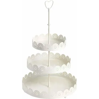 OTTO home "mit schönen, verspielten Ausstanzungen und Details", Etagere 3-stufig, Höhe 42 cm, rund, aus Metall, weiß,