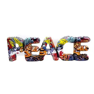 Casablanca modernes Design Casablanca Deko Schriftzug Buchstaben Skulptur Peace im Street Art Design - aus Kunstharz - Dekoration Wohnzimmer Geschenk Weihnachten - Höhe 13 cm Breite 44,5 cm