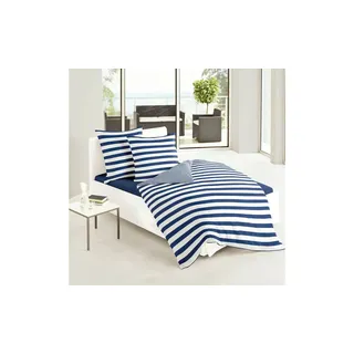 BIERBAUM Modern Stripes Gestreift Blau 155 x 220 cm + 2 x 80 x 80 cm