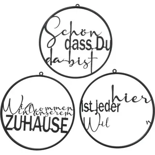 Schild Schriftzug WILLKOMMEN - Schwarz