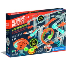 Clementoni 59304 Action & Reaction Glow Effect, mehrteiliger Bausatz zum Konstruieren einer Kugelbahn, mit Leucht-Bällen, Spielzeug für Kinder ab 8 Jahren