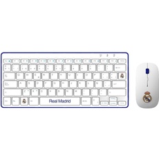 Real Madrid Football Club – kabellose Tastatur und Maus für Computer, präzise Tastenanschläge, USB-Empfänger, QWERTY-Layout, Design mit Wappen von Real Madrid, offizielles Produkt des Teams