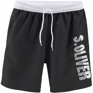 Badeshorts S.OLIVER, Herren, Gr. M (50), Lang, schwarz (schwarz (langgröße)), Microfaser, Polyester, Badehosen Badeshorts