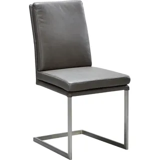 K+W Komfort & Wohnen Freischwinger 47x96x64 cm, Leder CLOUD, Metall, grau (granit 83, edelstahloptik), Freischwinger, (12271450-0)