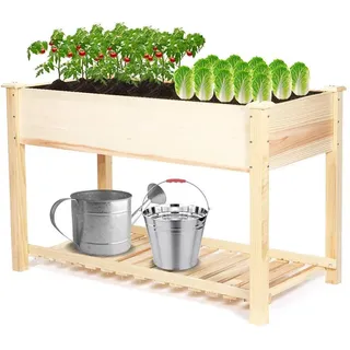 Holz-Blumenkasten für Draußen - Kulturkasten - Blumenkasten - Kulturtafel - Draußen-Blumenkästen - Kulturkästen für den Gemüsegarten - Beige