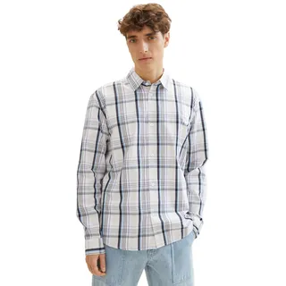 TOM TAILOR Denim Karohemd mit Knopfleiste, beige