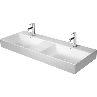 Duravit DuraSquare Doppelwaschtisch, 120x47cm, ohne Hahnloch, 2 Becken, ohne Überlauf, Unterseite glasiert, 2353120070, Farbe: Weiß
