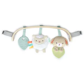 Ingenuity Soothing Essentials Spielzeugstange für Kinderwägen aus Holz, von Montesorri inspiriert, 3 abnehmbare Spielzeuge, für Kinder im Alter von 0-12 Monaten
