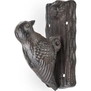 moritz Antiker Türklopfer Vogel Specht Gusseisen Braun - rustikaler Türklopfer aus Eisen im Landhausstil - Vintage Deko für Haustür oder Gartentor wetterfest und massiv