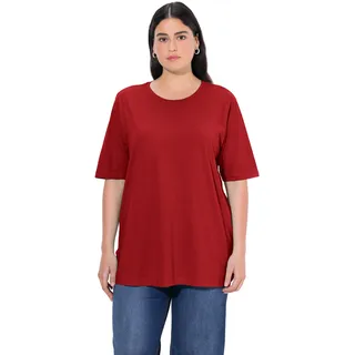 Ulla Popken Damen große Größen Übergrößen Plus Size T-Shirt, Rundhalsausschnitt, Relaxed, Halbarm mohn 50+ 486910575-50+