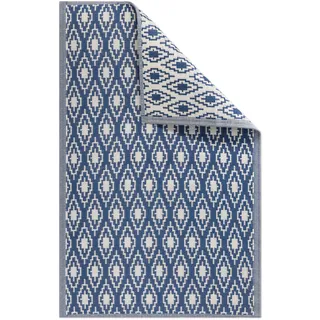 JEMIDI Outdoor Teppich 120x180cm groß - Terrassenteppich Balkonteppich Außenteppich - Balkon Teppich Garten Läufer Gartenteppich - Raute Muster Dunkelblau