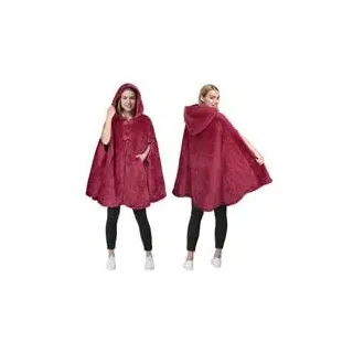 Catalonia Classy Damen-Poncho mit Geparden-Kunstpelzkragen, Fleece-Mantel, weicher, warmer, kuscheliger Umhang, Geschenkidee für Erwachsene und Teenager-Mädchen