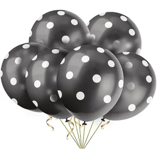 Unique Party Supplies 57590 Gepunktete Latex-Luftballons - 30 cm - Schwarz - 6er-Pack