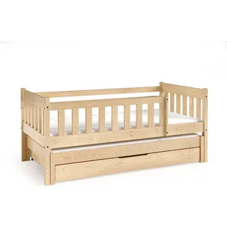 FURNLUX Kinder-einzelbett Nela Beige 80x160cm / Hauptfarbe: Beige / Abmessungen: 86 x 75 x 168 cm - Beige